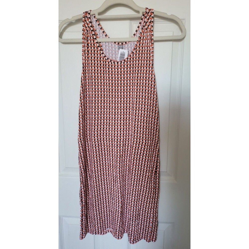 Uniqlo Tunic Tank Top White Orange XS
